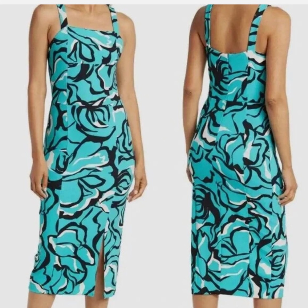 RACHEL Rachel Roy Blue Swirl Midi Dress